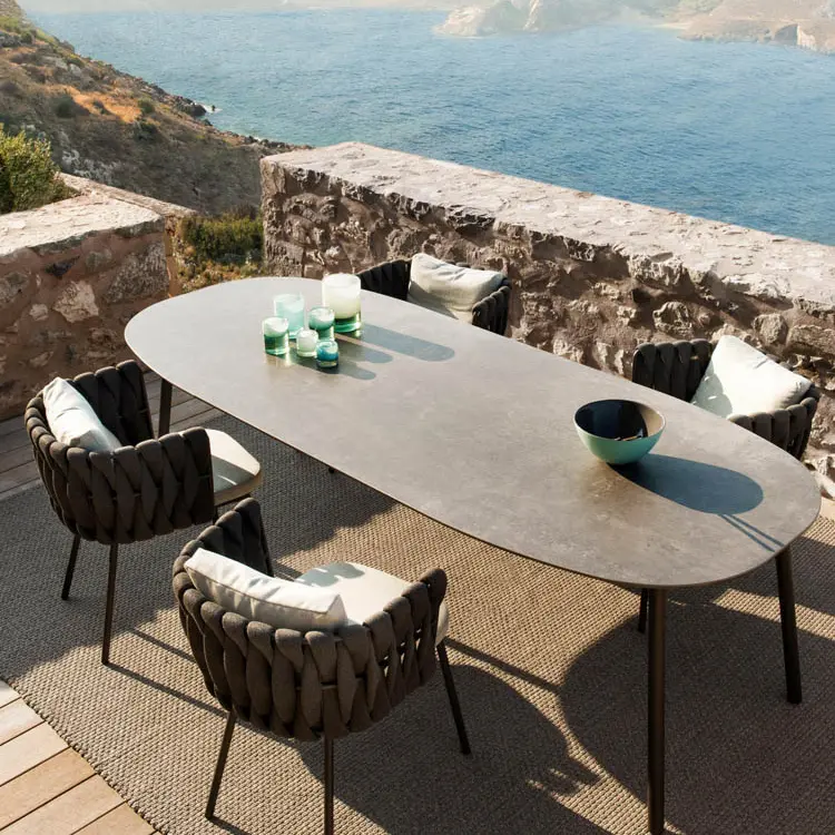 Modern Leisure Patio Dining Furniture Set Garden Terrace Woven Rope Outdoor Table And Chairs HS-D3003 1