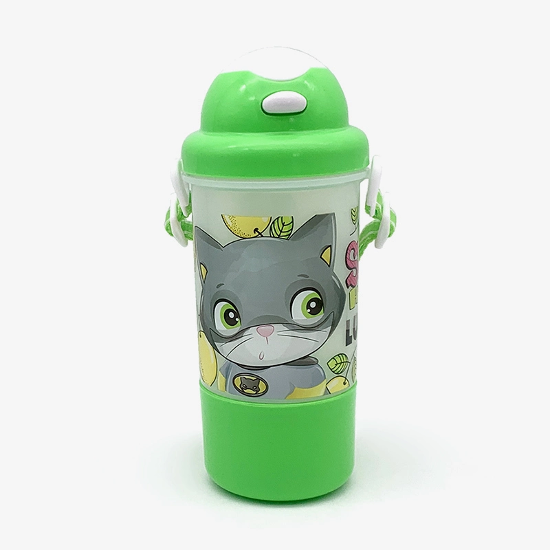 350 ml Strohhalm-Trinkflasche, BPA-frei, auslaufsichere Kunststoff-Wasserflasche für Kinder, Schule (45022) 1