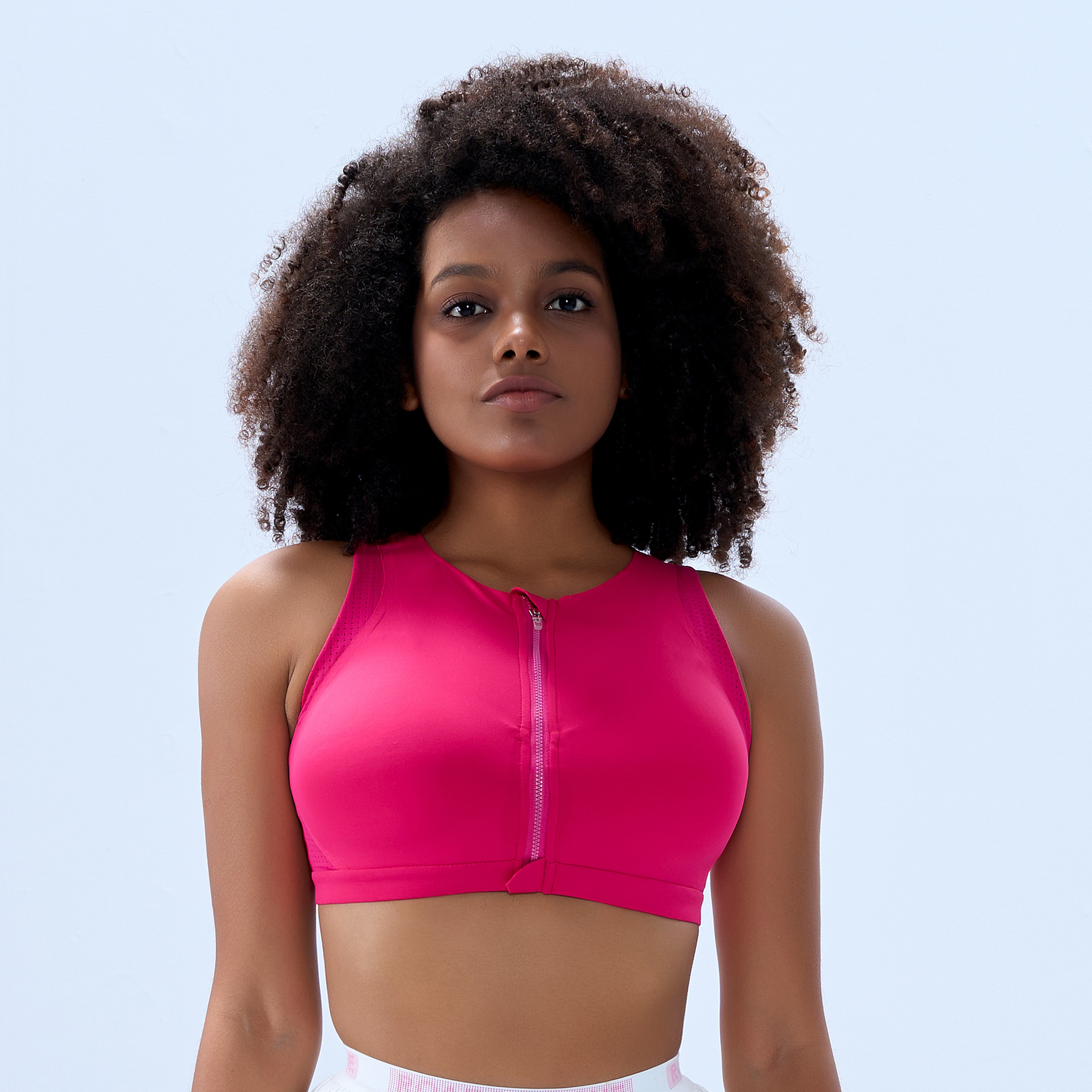 Premium Sports Bra UltraSoft & Elastic Fabric, Front Zipper And Full