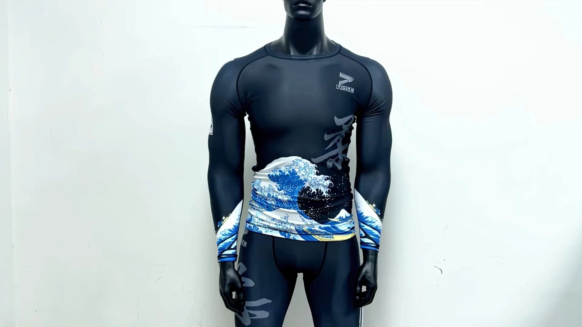 RisePECT Ocean Long-Sleeve Rash Guard Black Custom Rash Shirts 1