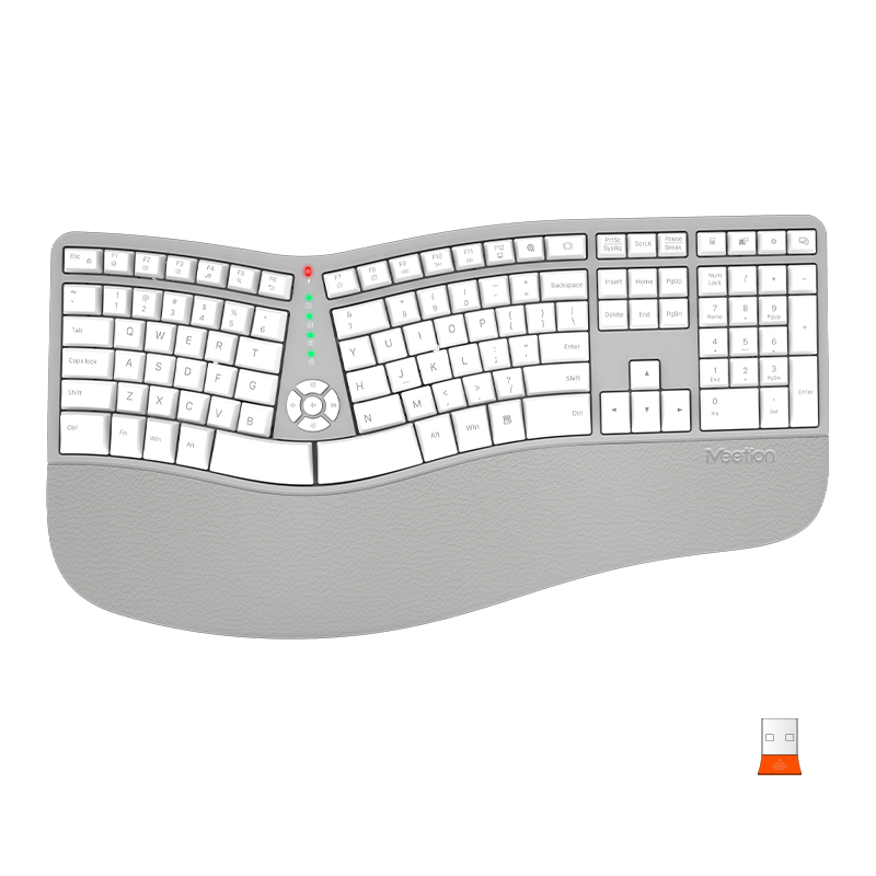 Kabellose ergonomische graue Tastatur