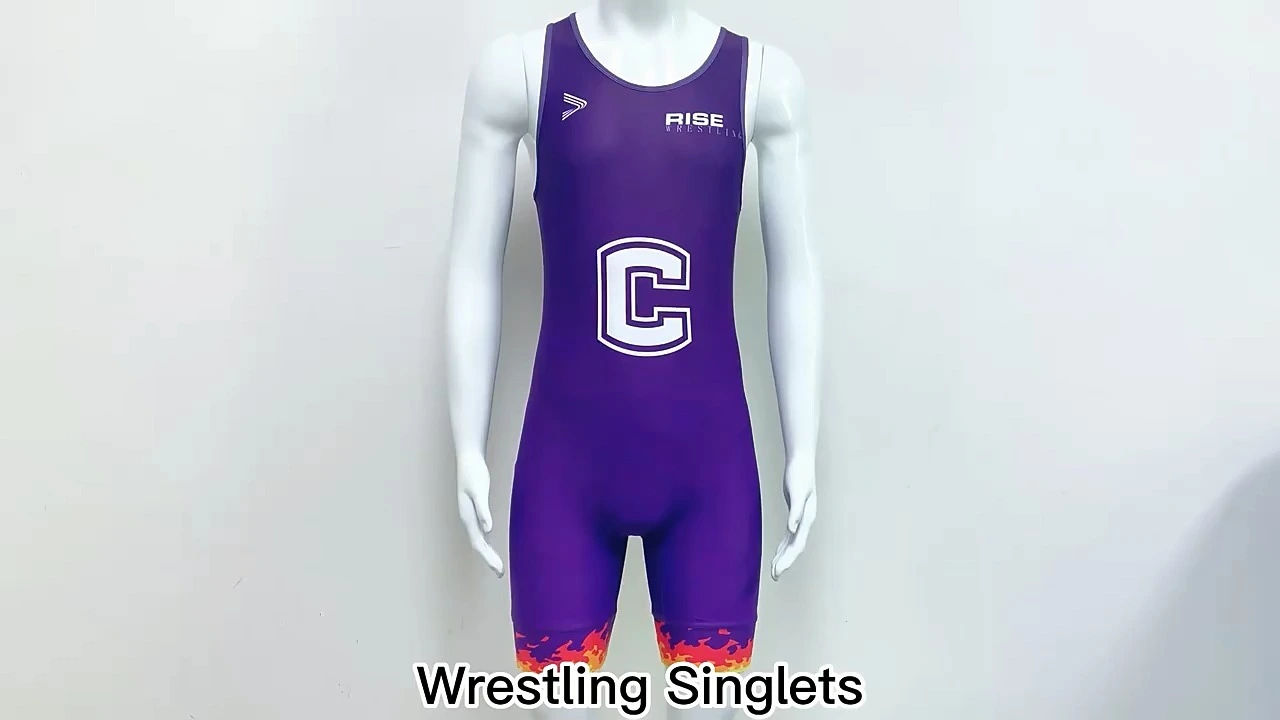 Rise 2.0 USA Wrestling Singlets Wrestling Uniform Wholesale Purple Fire Ring 1