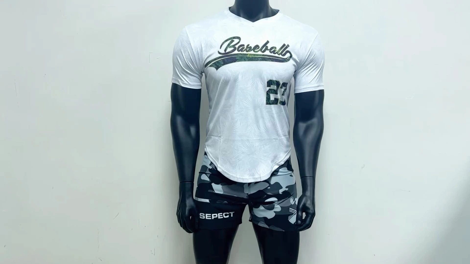 Rise Custom Baseball Shirts Baseball Team Shirts Wholesale White leaf pattern 1
