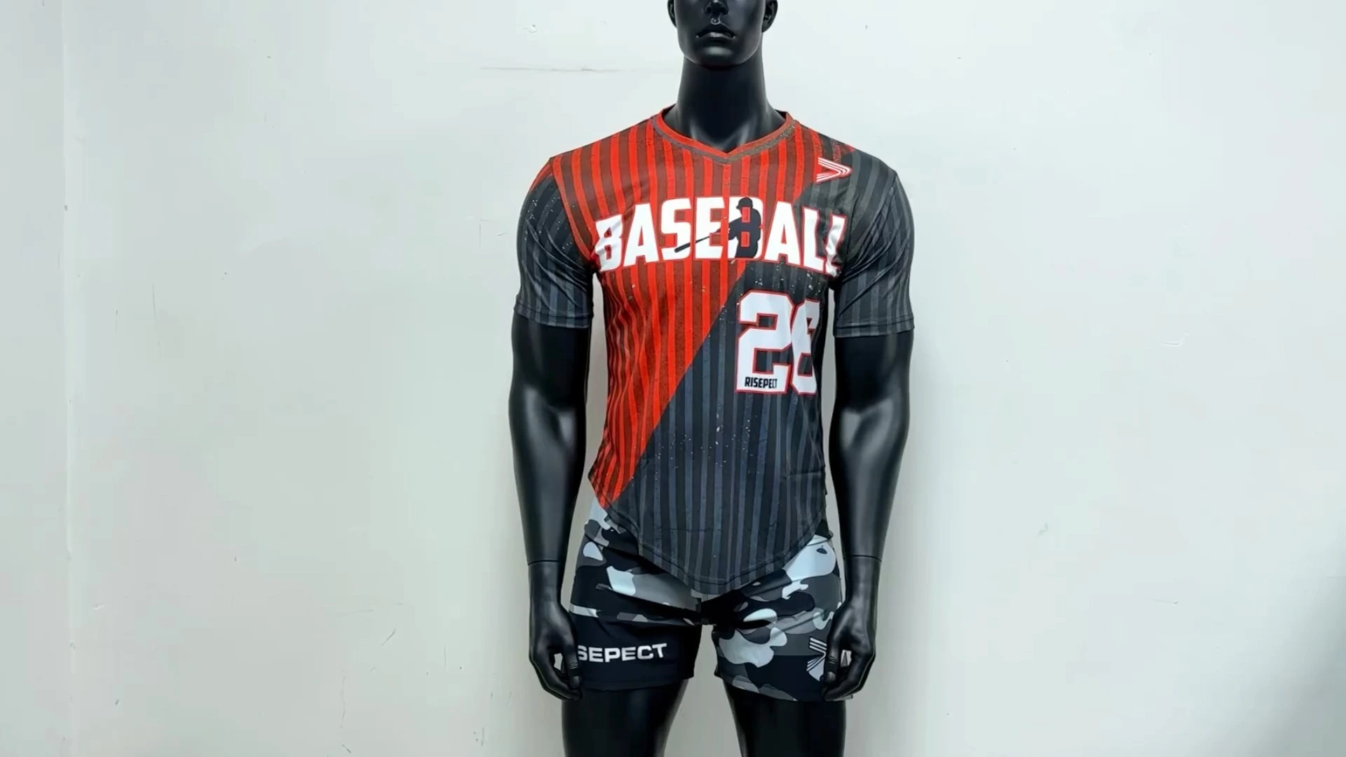 Rise Custom Baseball Shirts Baseball Team Shirts Wholesale Black and white stripe 1