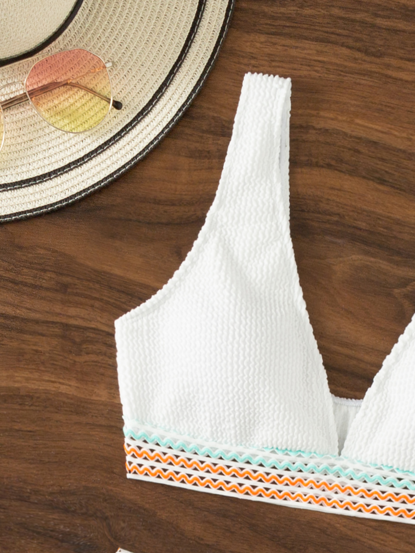 Fournisseur de bikini maillot de bain à rayures ondulées colorées orange et bleu - ROADSUNSHINE 3