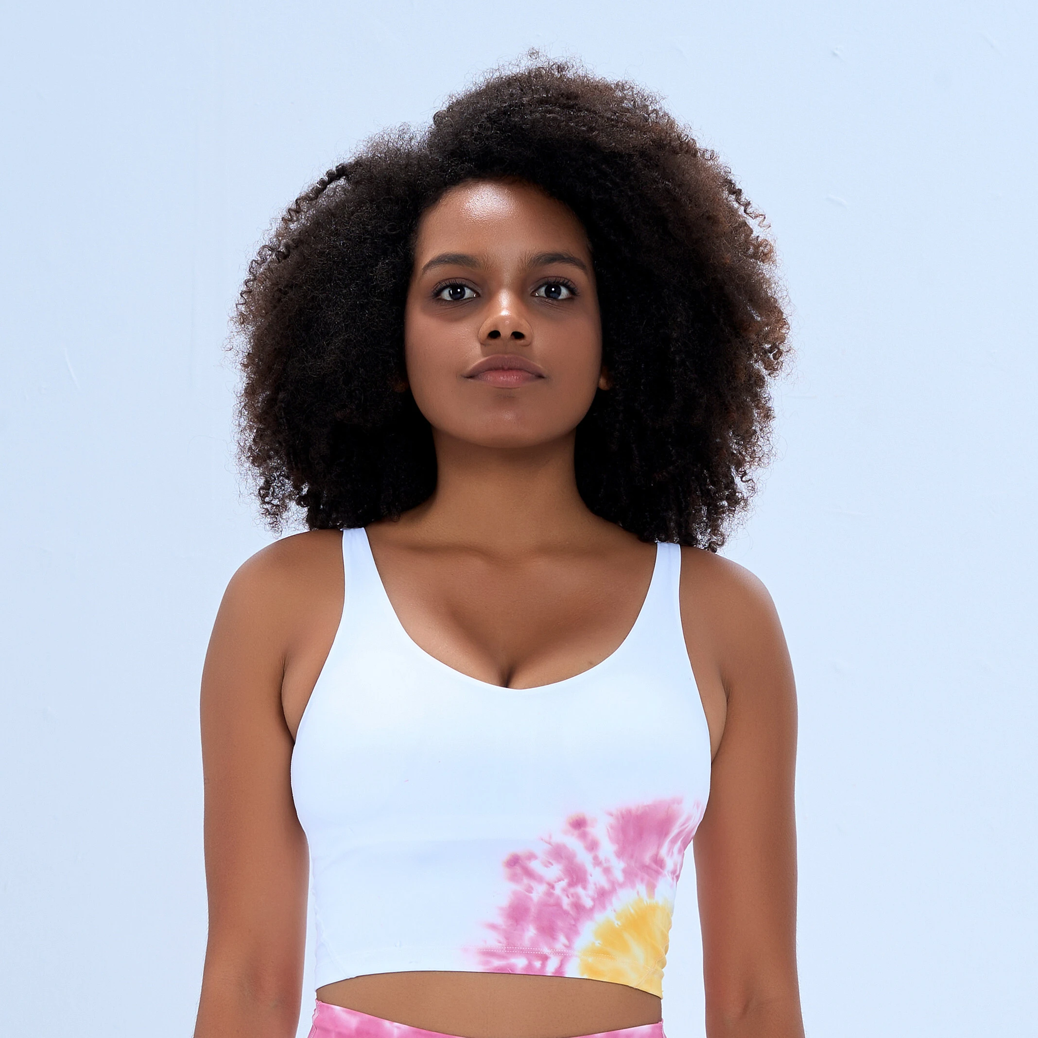 Soutien-gorge de sport encolure ronde de design en U et imprimé-ROADSUNSHINE 1