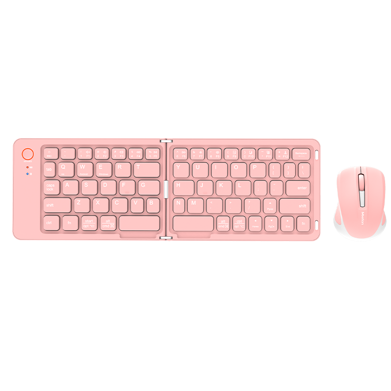 Rosa faltbare Tastatur und Maus