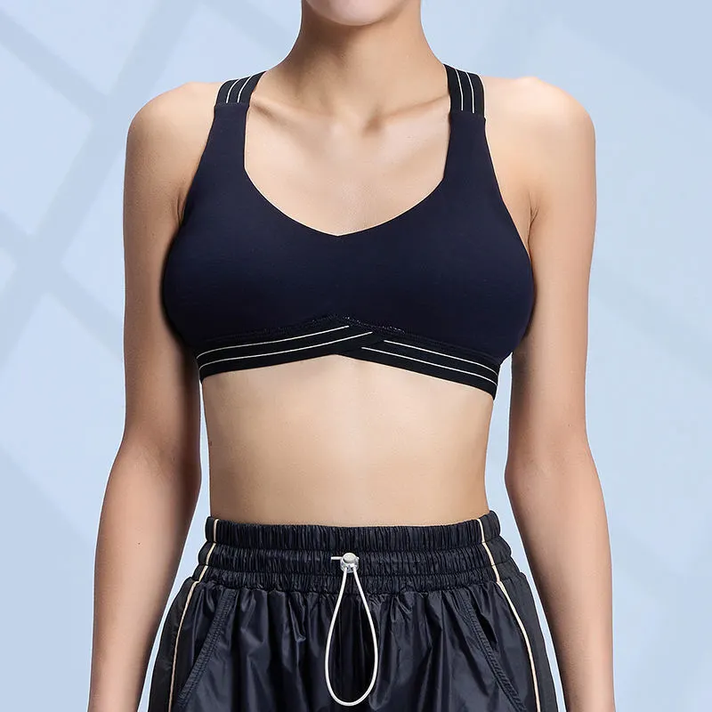 Soutien-gorge de sport à encolure en V et à la mode en tissu respectueux de la peau-ROADSUNSHINE 1