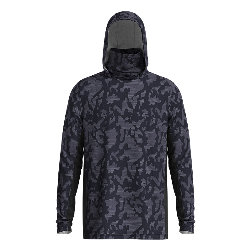 BASSDASH Menu2019s UPF 50 Performance Fishing Shirt Cooling Hoodie Camo Long Sleeve Fs17m White Light Grey Camo 97754