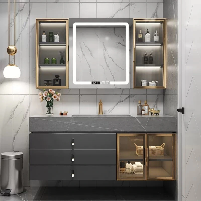 Ultimate Fusion: Stylish Rock Board Vanity with Modern Luxury Intelligent Hand Washing Basin 1