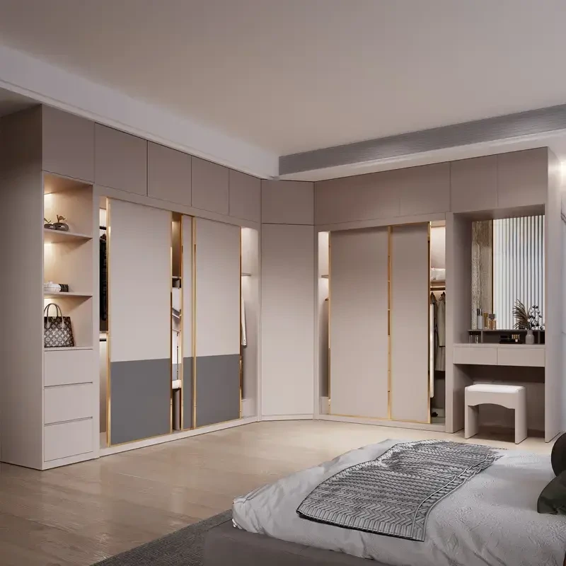 Multi-Functional Sliding Door Wardrobe: Space-Saving Closet, Dressing Table & Desk Combo 1