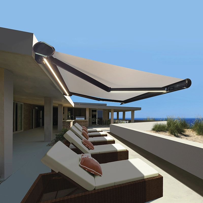 Umgangatho oPhezulu wokuLawula ukuMgama oRetractable Terrace iAwning yaNgaphandle ethe nkqo iAwning 1
