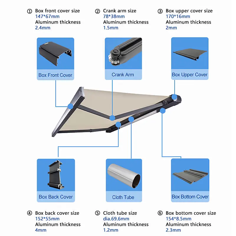 Hot 4m Full Cassette Manual Awning Wish Outdoor Brand 5