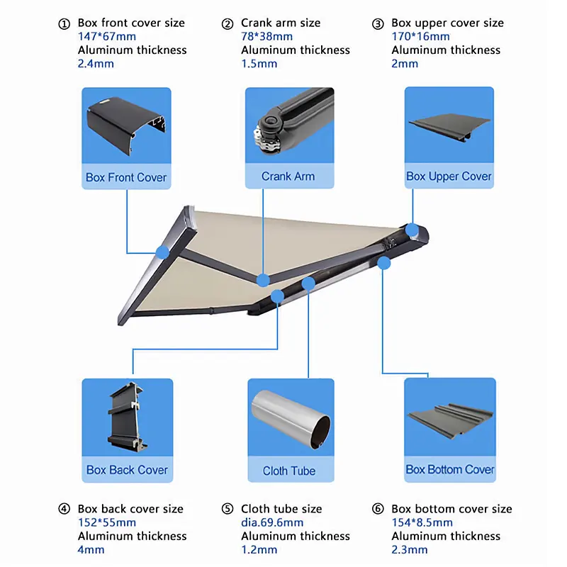 Full Cassette Folding Arm Awning Wish Outdoor Brand 3