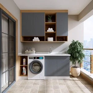 Modern Minimalist Balcony Storage Cabinet: Ultimate Laundry Organization Solution 1