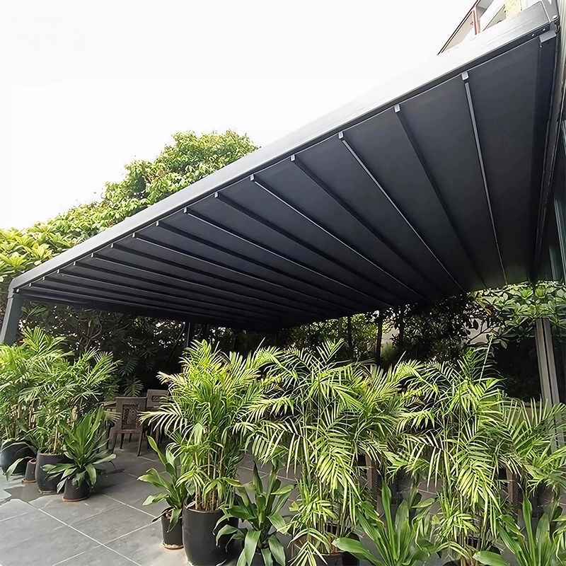 Sun Shading Motorized Retractable Roof Outdoor Terrace Sliding Shades Retractable Roof For Restaurants Or Bars 1