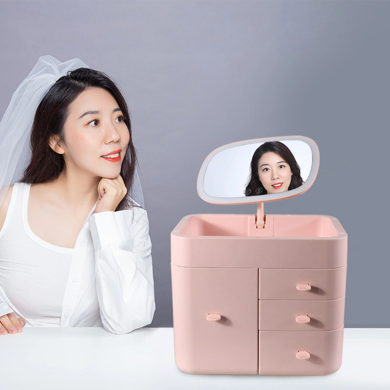 Organisateur de tiroir de maquillage pour vanité avec miroir 1