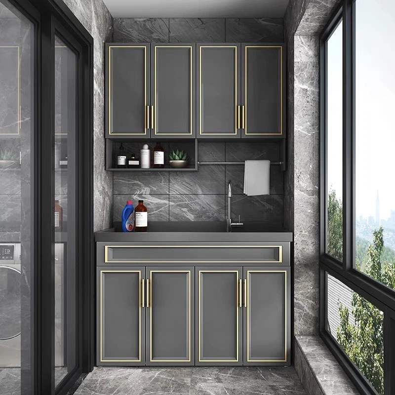Sleek Space-Saver: Integrate Countertop with Washboard Basin for Balcony, Bathroom, and Cabinet Combo 1