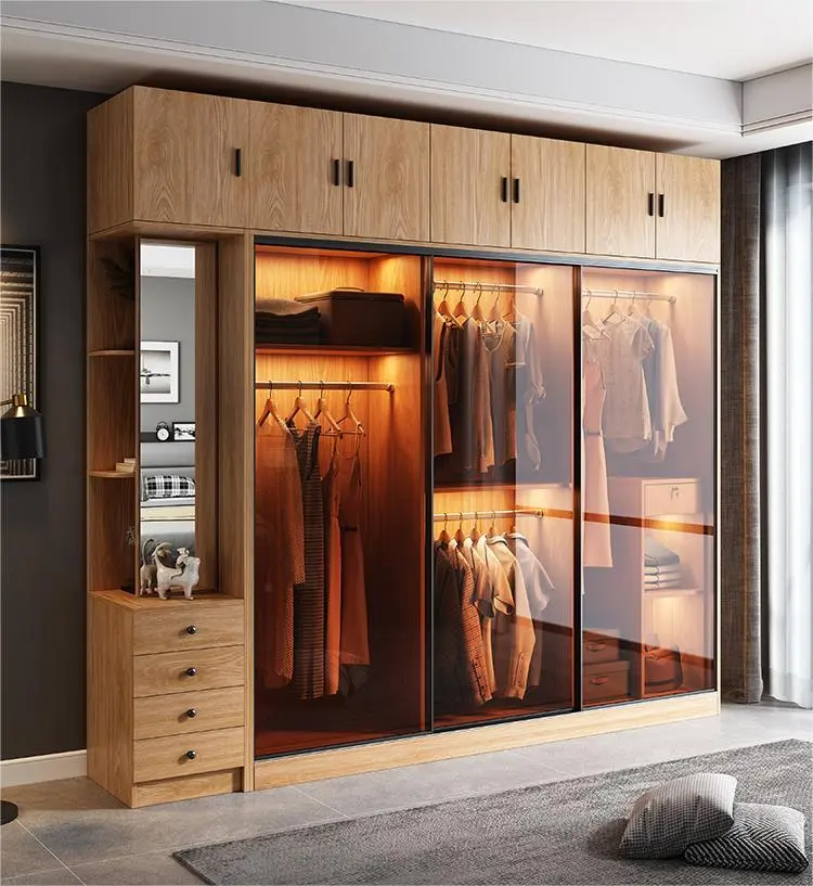 Armario con puertas corredizas con espejo: solución de almacenamiento compacta y personalizada para un toque de lujo ligero 1