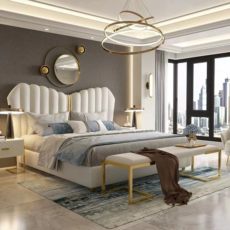 New modern bedroom furniture leather queen soft bed 1