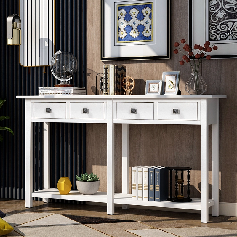TREXM rustic brushed grain porch table Ivory white Console Table WF192012AAK 1