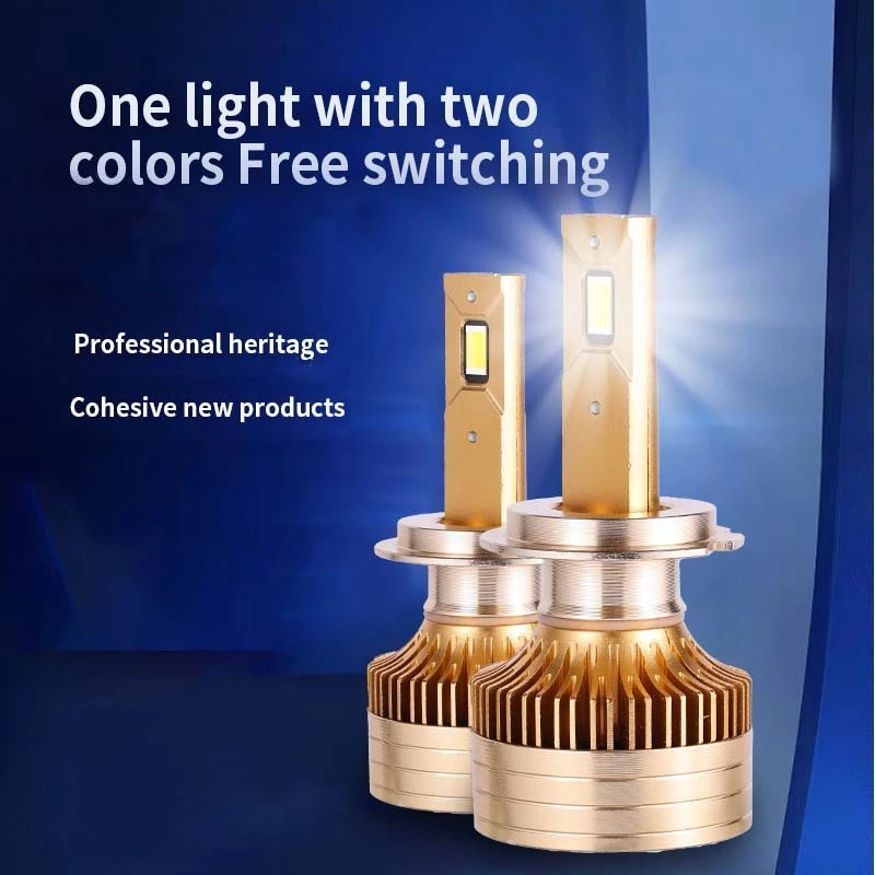 Beidseitig weißes und gelbes Licht, zweifarbig umschaltbare High-Light-Fokus-Automobil-LED-Scheinwerferlampe 1