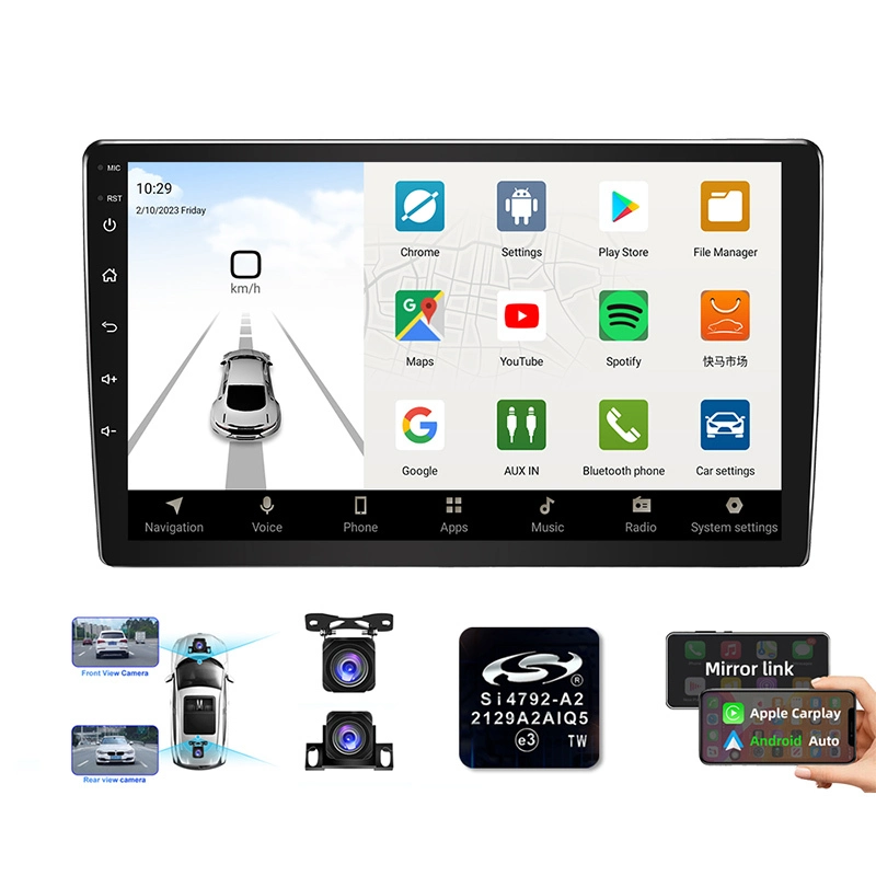 Vente chaude Autoradio 10 pouces Tableau de bord universel 4 + 64 Go 4G Android Auto Carplay FM AM RDS DSP GPS Navigation Radio Prend en charge les caméras d'enregistrement doubles avant et arrière - 9001/1001G2 1