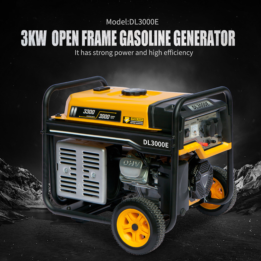 I-3000 watt Injini yamandla olomeleleyo Ukusetyenziswa kwamafutha aphantsi Kulula ukushukuma 3000w Vula isakhelo sePetroli seGenerator 7