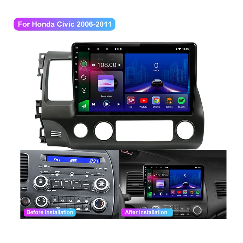 Autoradio 10 pouces unité principale Ram 1/2 Go Rom 16/32 Go 2 Din filaire sans fil Android Auto Carplay Navigation GPS pour Honda Civic 2006 2007 2008 2009 2010 2011 - Pour Honda Civic 2006 - 2011 1