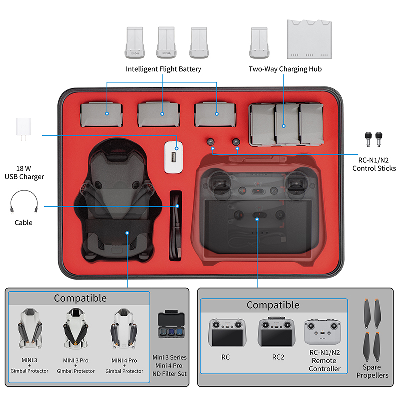 Estuche de transporte STARTRC para DJI Mini 4 Pro con DJI RC 2/RC-N1 7