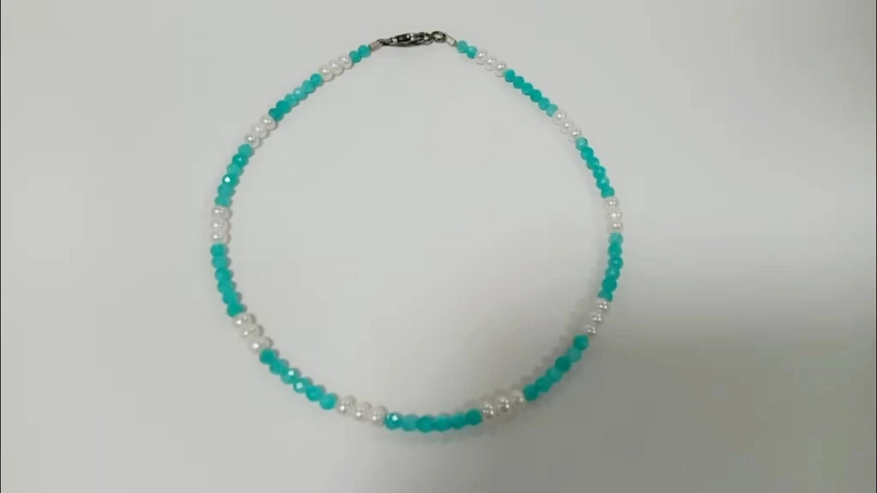 Lulu nyeupe ya bluu ya asili ya Amazonite inayotengeneza Mkufu wa Vito 1