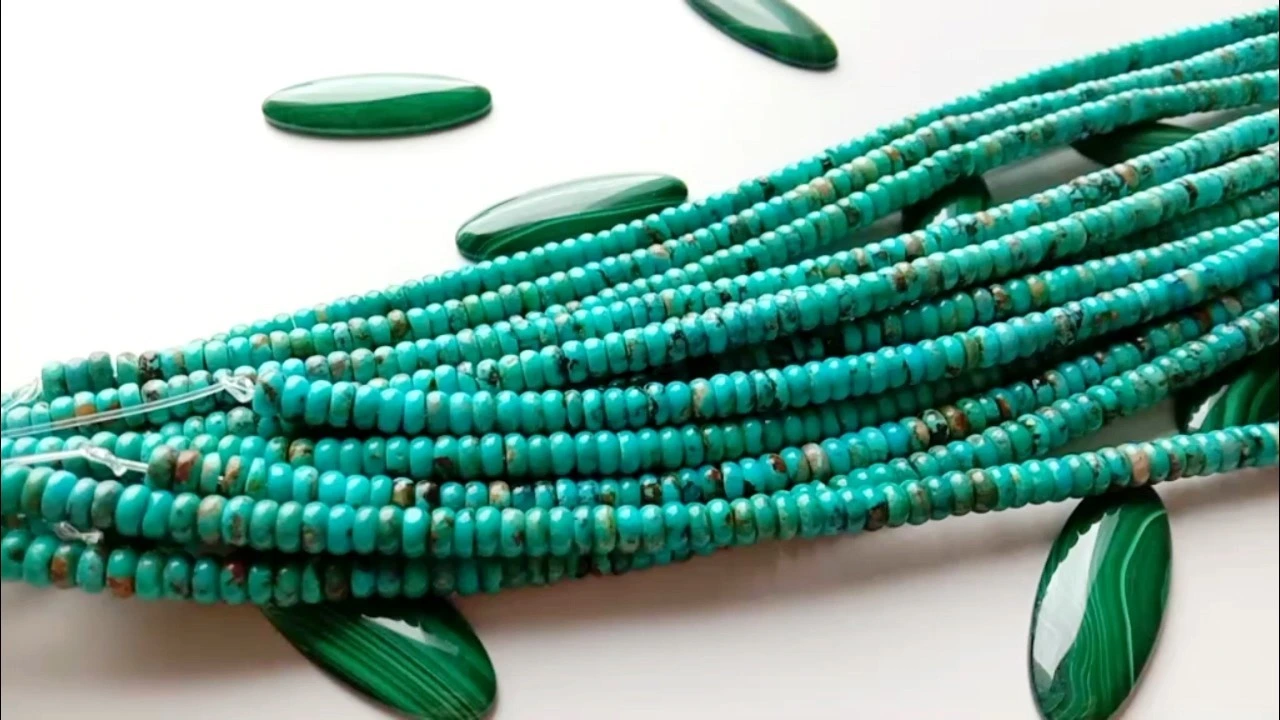 Natural African Turquoise 4mm Faceted Rondelle Beads 16 Strand 1