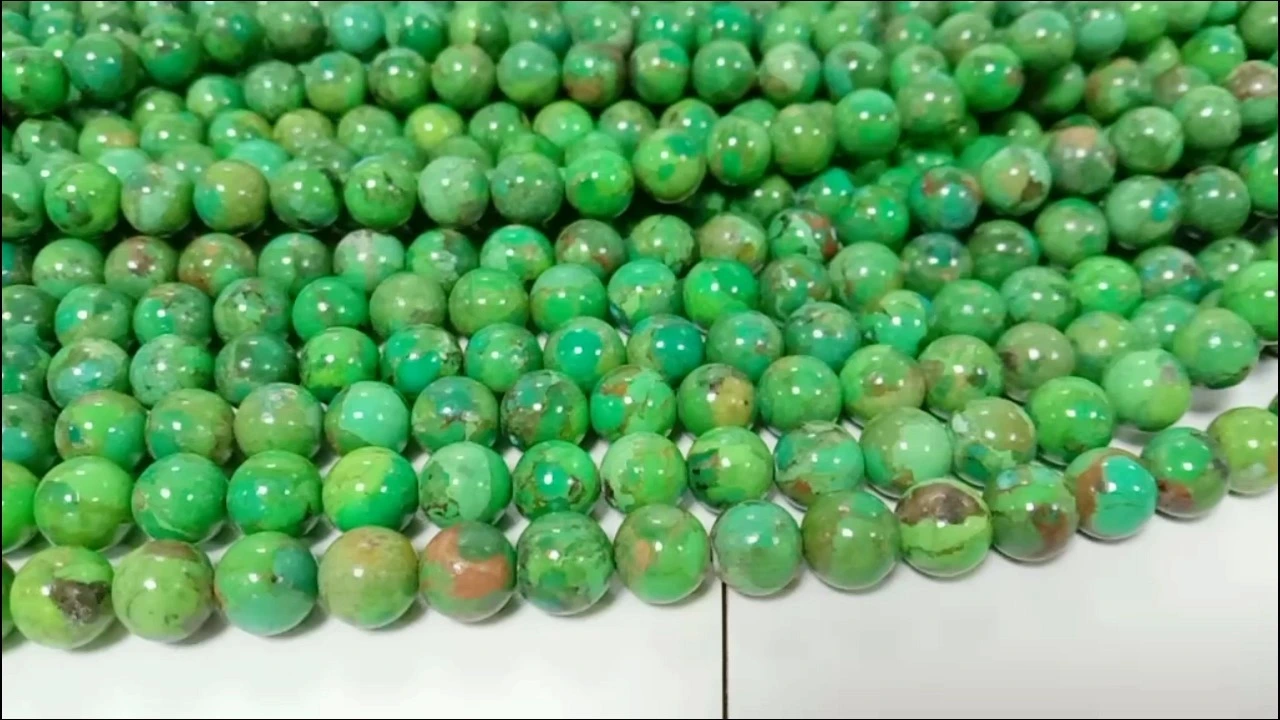 Round Tiny Turquoise Gemstone Beads Green Turquoise Loose Beads 16 Inches Strand 1