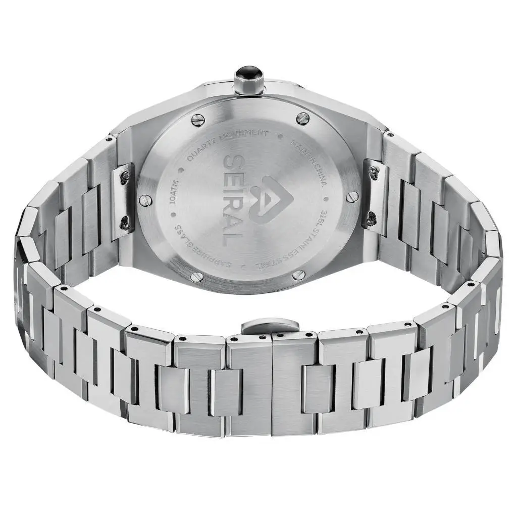Custom Stainless Steel Black Quartz Watch SEIRAL 10ATM 100 M 14.0mm*25.0mm 10