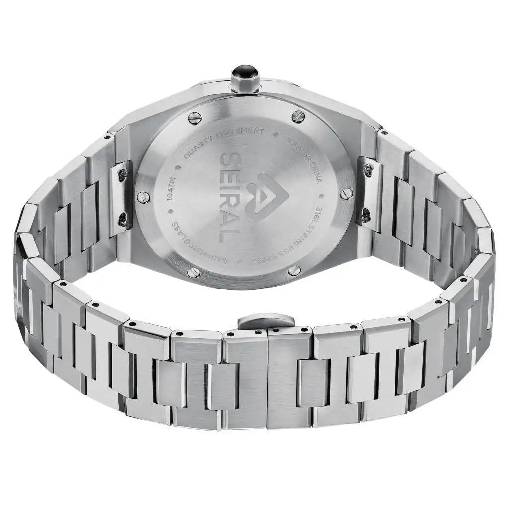 Custom Stainless Steel Black Quartz Watch SEIRAL 10ATM 100 M 14.0mm*25.0mm 10