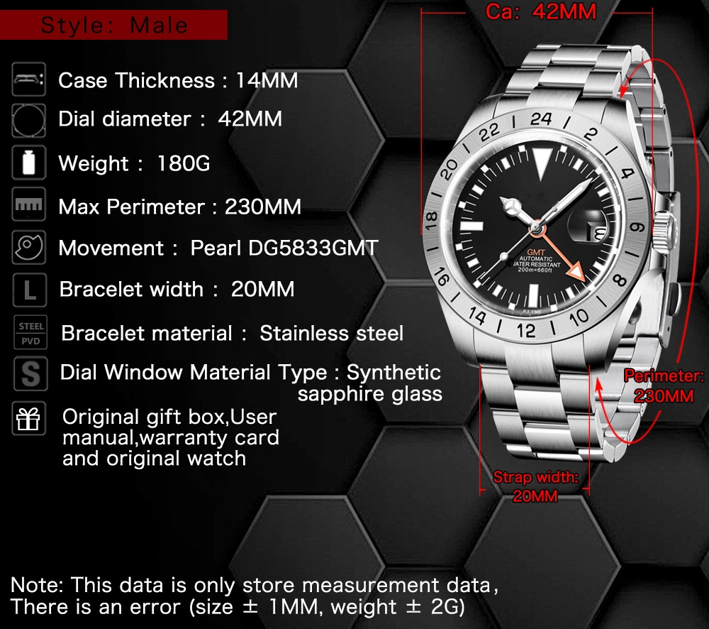 Stainless Steel Mechanical Watch SEIRAL Brand,Seiko 2