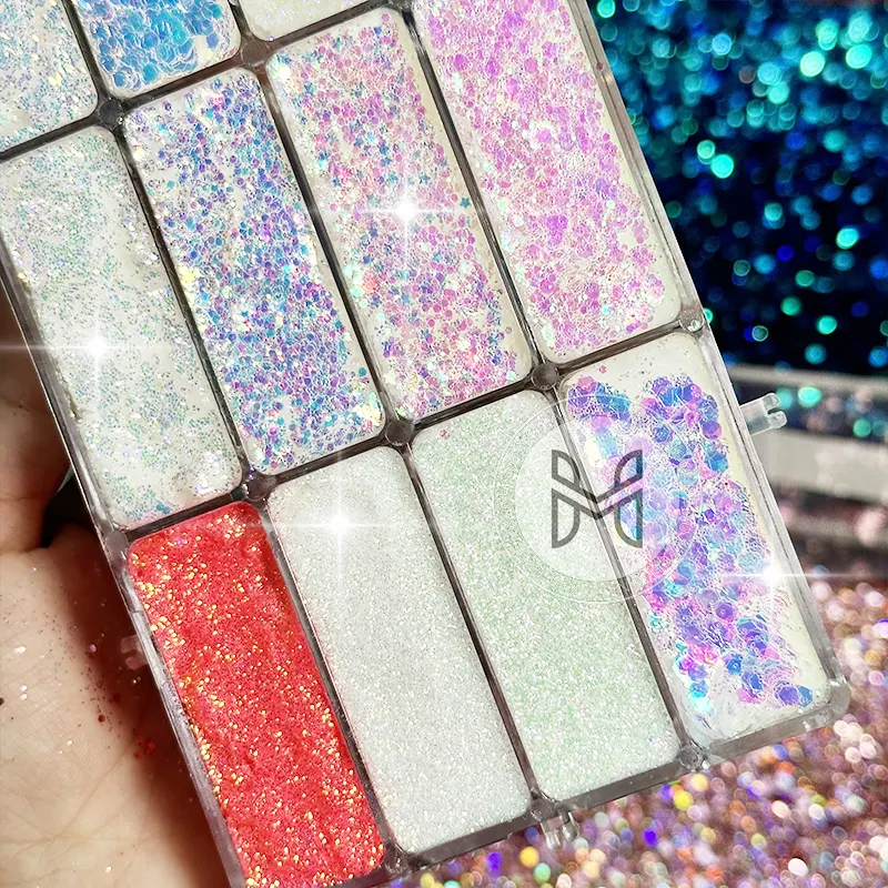 Glitter Palette 192g N.W. 400g G.W 12 Colors Glitter+gel Glitter Palette Manufacture 3