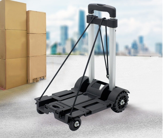 Zhongyi Amazon pequeno carrinho de quatro rodas dobrável para manuseio doméstico, carrinho portátil, carrinho de mão, bagagem, fonte de fábrica, carrinho de poste de alumínio de quatro rodas 1