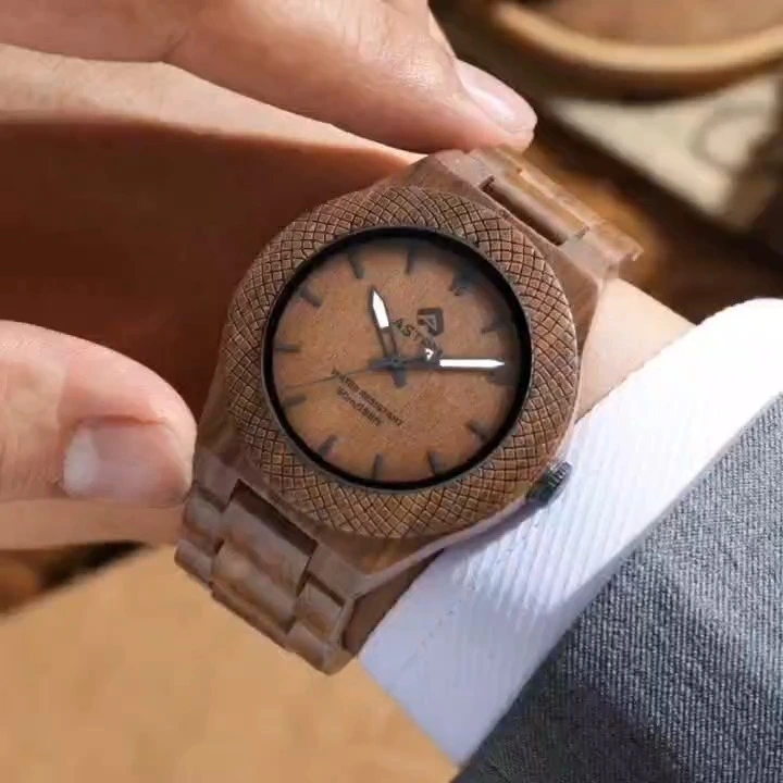 Black index wooden dial high quality men wooden quartz quartz wooden watch 3-5year battery of Japanese quartz movement from shenzhen of China watch factory 1