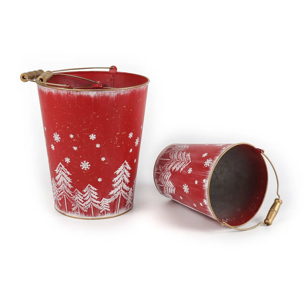 Cubo galvanizado navideño 丨longrichbar 6