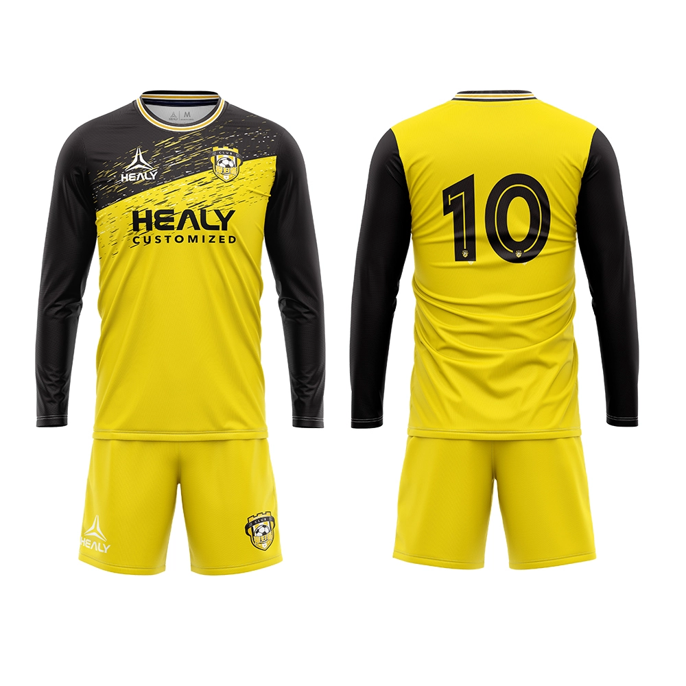 Long manch jèn yo Sublimated koulè Design Autumn foutbòl inifòm mete Custom foutbòl chemiz 1