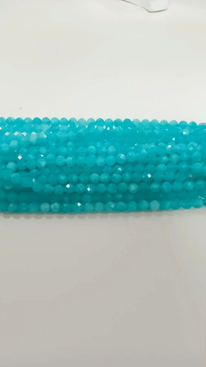 Amazonite Faceted Rondelle Beads ធម្មជាតិ Amazonite Rondelle Beads Strand សម្រាប់គ្រឿងអលង្ការ 1