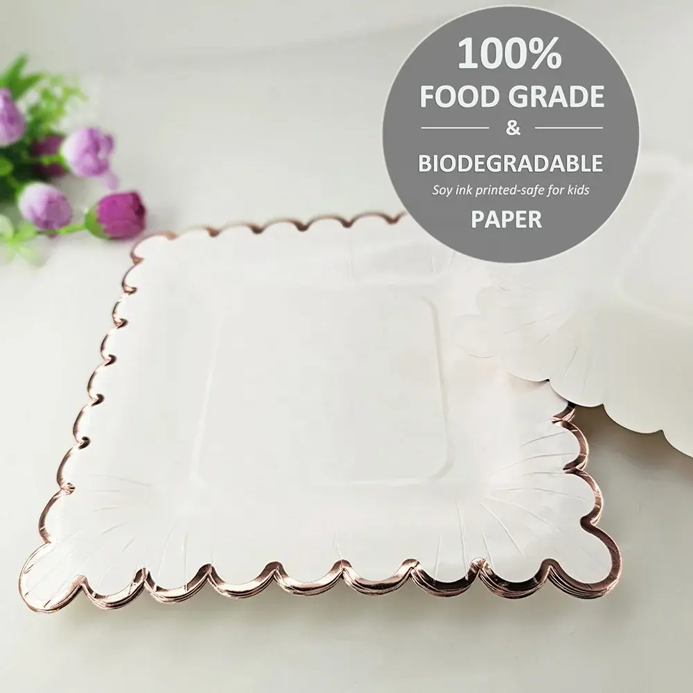 Party Paper Plates Square Green Leaf Printed Paper Plate by Xiangsheng 3