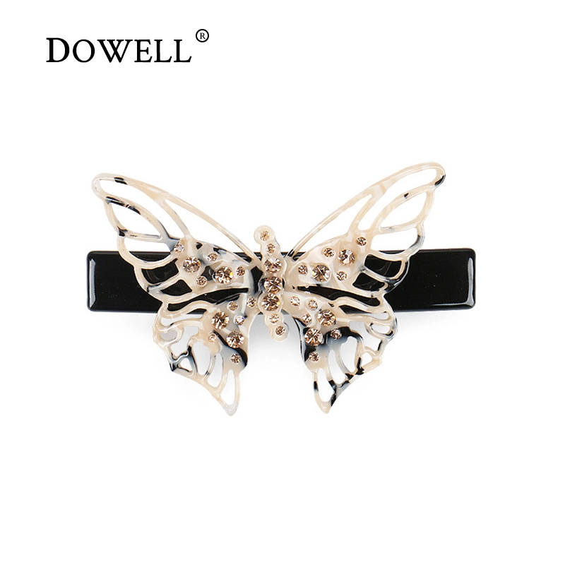 Dowell 프렌치 머리핀 클립 간단한 헤어 액세서리 대형 아세테이트 나비 머리핀 1