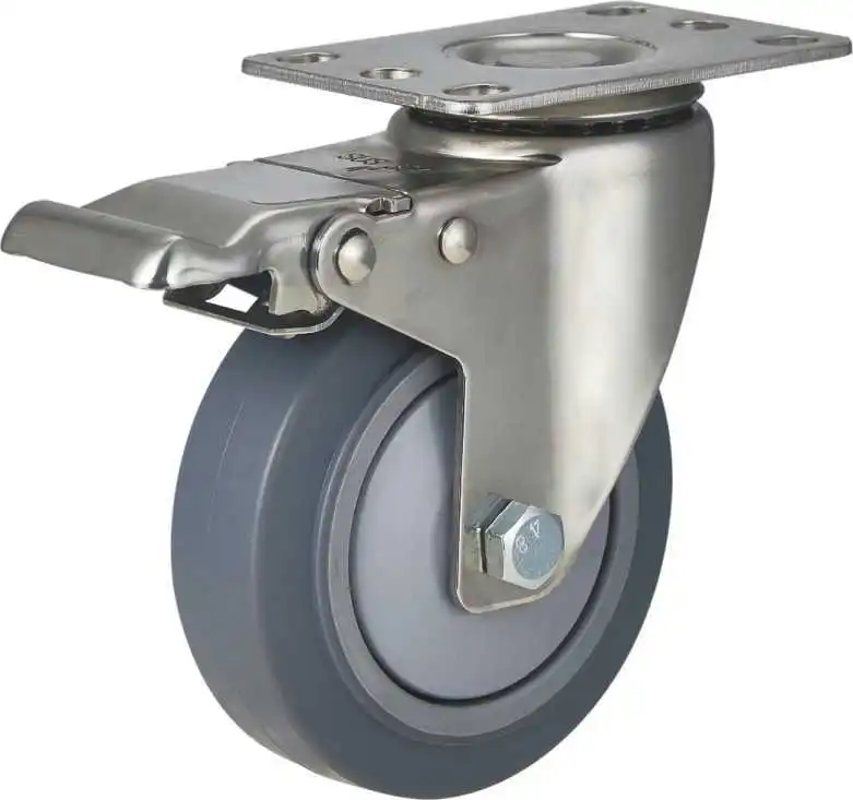 Single Bearing Tpr Medium Casters Industrial Swivel Brake Wheel For Store Display Fixtures Use 1