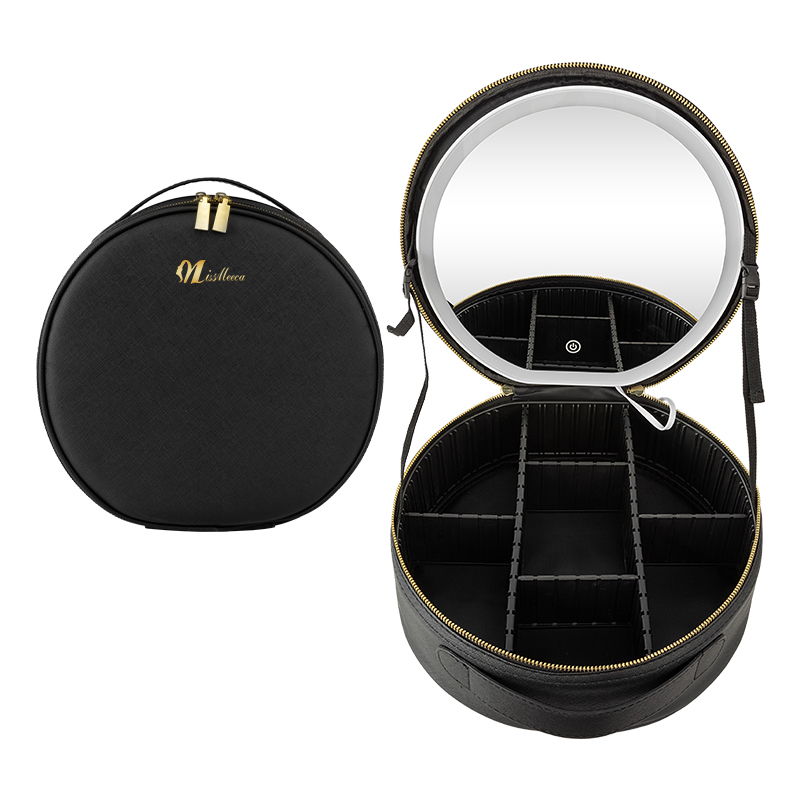 Sac cosmétique rond étanche avec miroir LED Factory | SKW-J064 1
