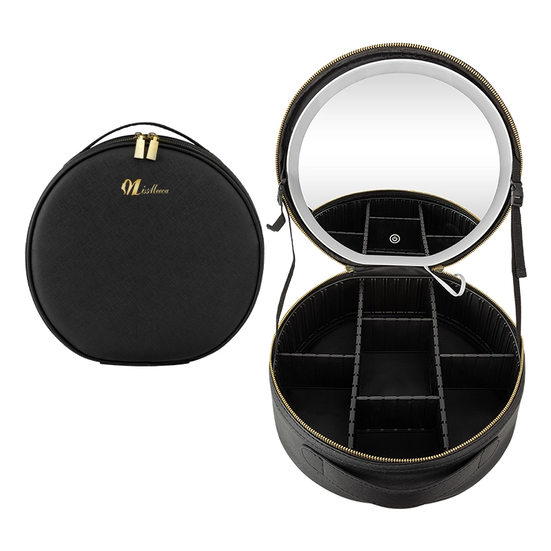 Sac cosmétique rond étanche avec miroir LED Factory | SKW-J064 1