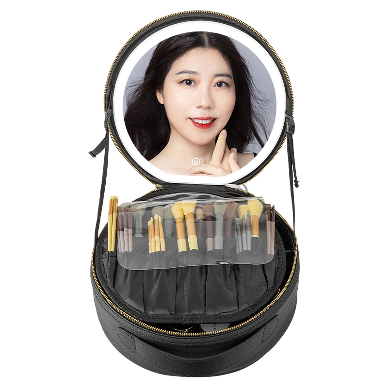 Sac cosmétique rond étanche avec miroir LED Factory | SKW-J064 4