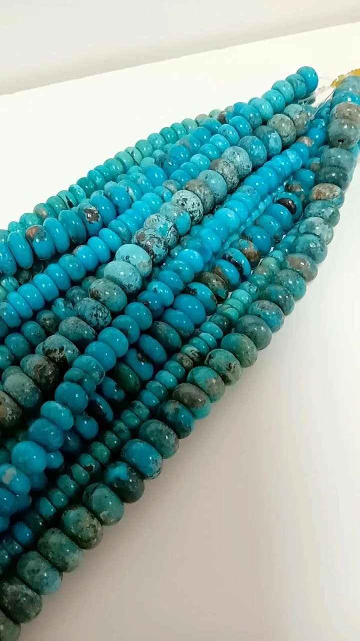Natural Turquoise Beads Rondelle Shape Loose Gemstone Spacer Beads for DIY Jewelry Making 1