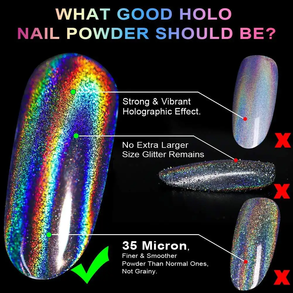 Mirror Chrome Powder Holographic Bulk Buy Holographic Chrome Azmee 2